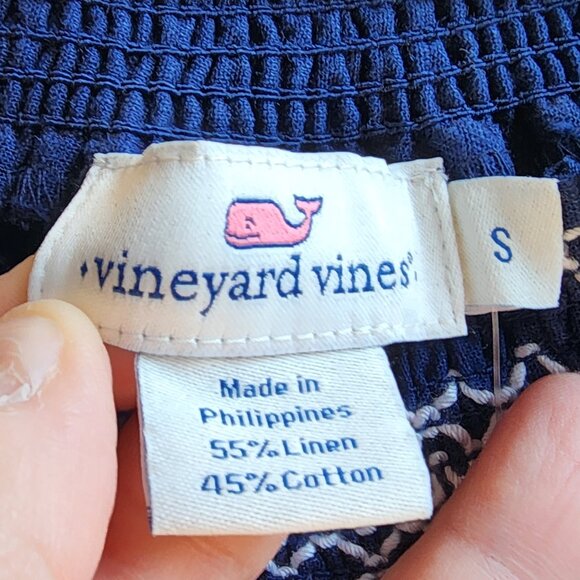 NWT Royal Blue Vineyard Vines Embroidered Smock Neck Blouse Size Small - Picture 8 of 15